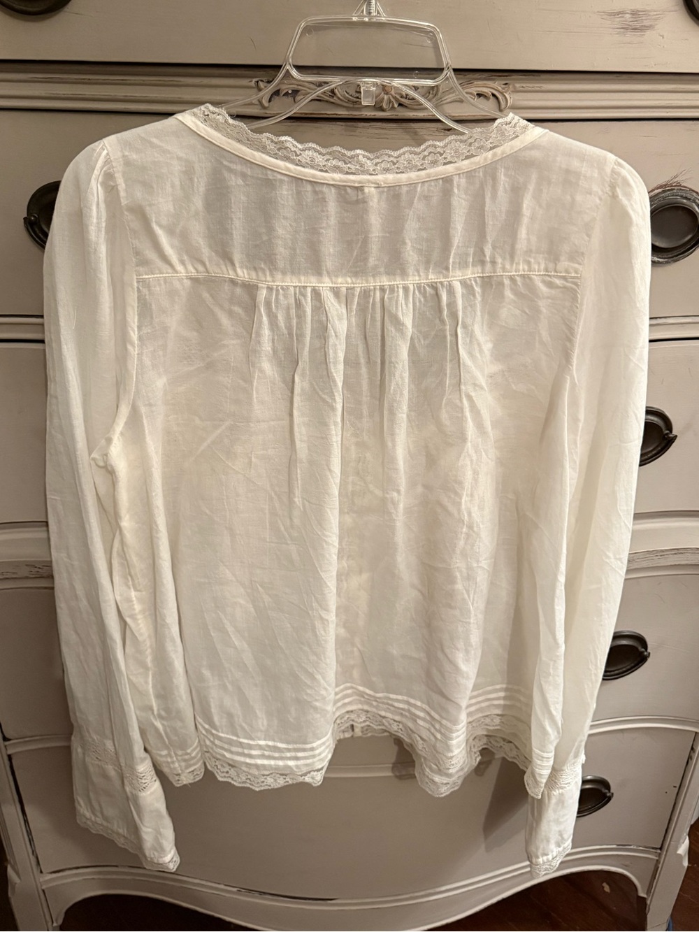Free People Cream Lace-Trim Peasant Blouse - Picture 8 of 13